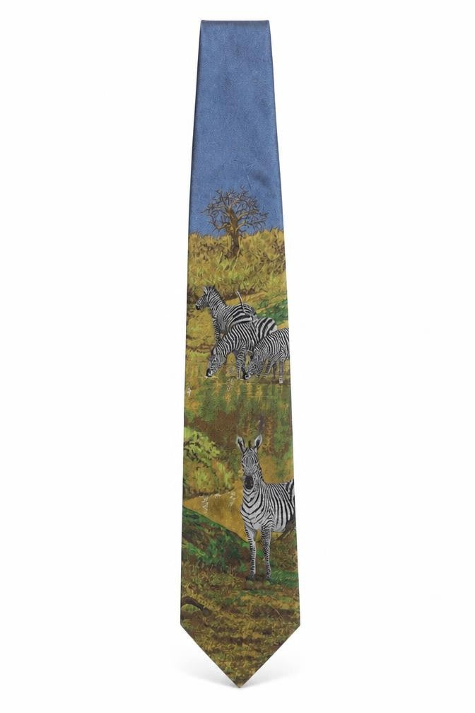 Front view of Rinaldo Carelli Men's Multicoloured Animal Print Silk Tie