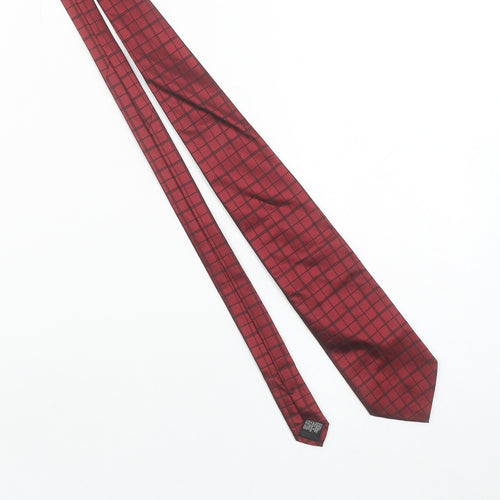 Tie Rack Men's Red Checked 100% Silk Pointed Tie Made in Italy