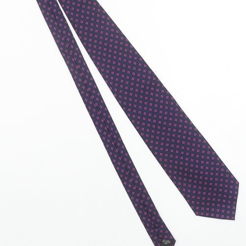 Classic Alders Men's Blue Geometric 100% Silk Tie