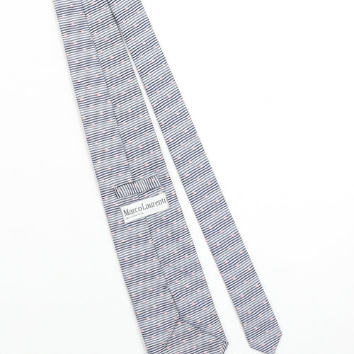 Marco Laurenti Men Blue Striped 100% Silk Handmade Tie