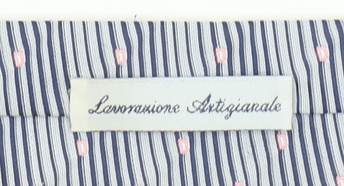 Marco Laurenti Men Blue Striped 100% Silk Handmade Tie