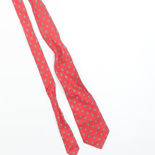 Leonardo Strelli Men's Red Geometric Silk Designer Tie
