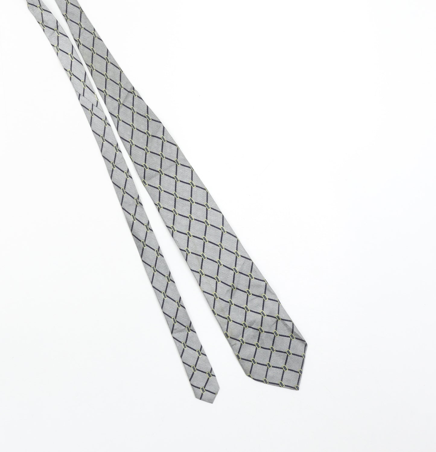 Silkworm London Men’s Grey Geometric Slim Silk Tie Handmade