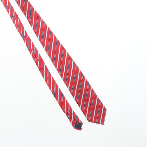 H. Frogg Red Striped Silk Blend Tie Men’s One Size Classic Jermyn St London