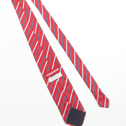 H. Frogg Red Striped Silk Blend Tie Men’s One Size Classic Jermyn St London