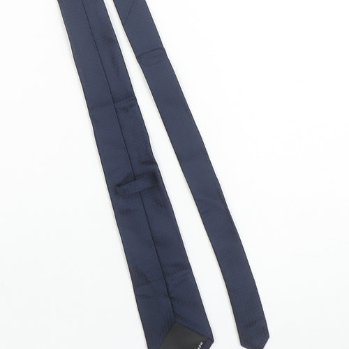 Marks and Spencer Mens Blue Slim Silk Tie Autograph Woven