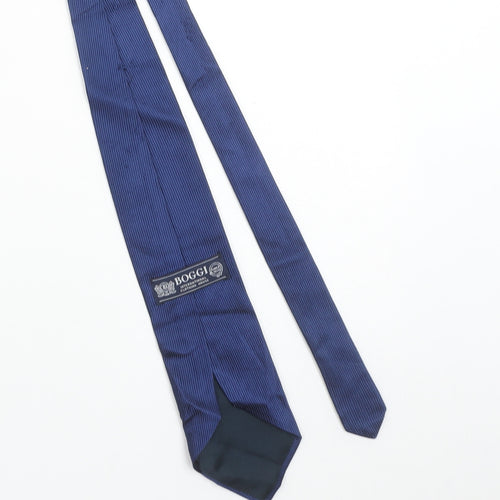 Boggi Men Blue Striped Silk Tie Made in Italy