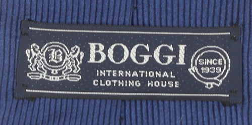 Boggi Men Blue Striped Silk Tie Made in Italy