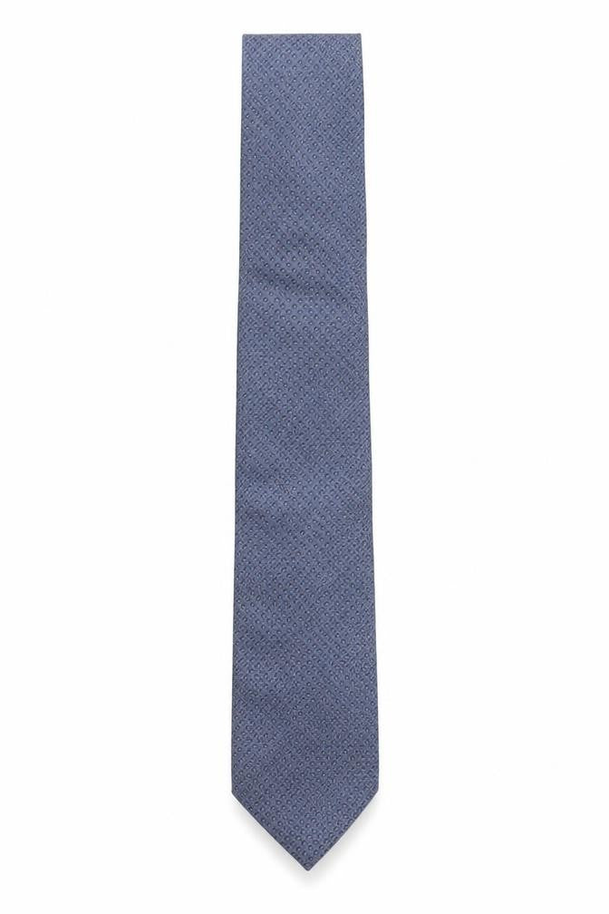Front view of Angelo Bosani Men's Blue Geometric Silk Designer Tie One Size