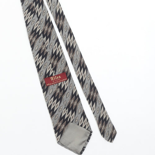 Altea Milano Men's Grey Geometric Designer Silk Tie One Size
