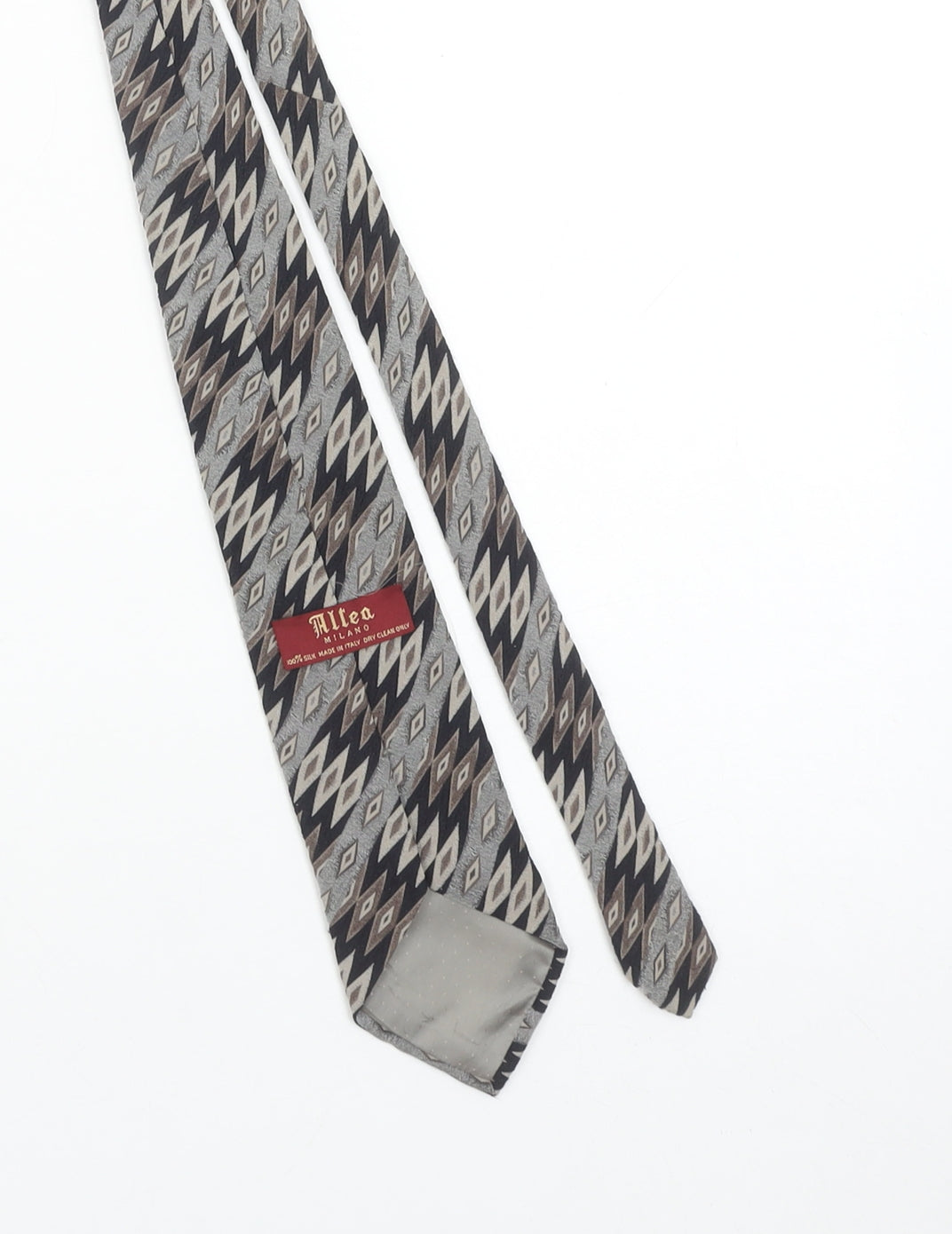 Altea Milano Men's Grey Geometric Designer Silk Tie One Size
