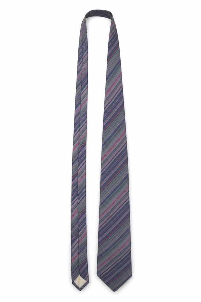 Front view of Francesco Smalto Paris Men's Blue Striped Silk Designer Tie