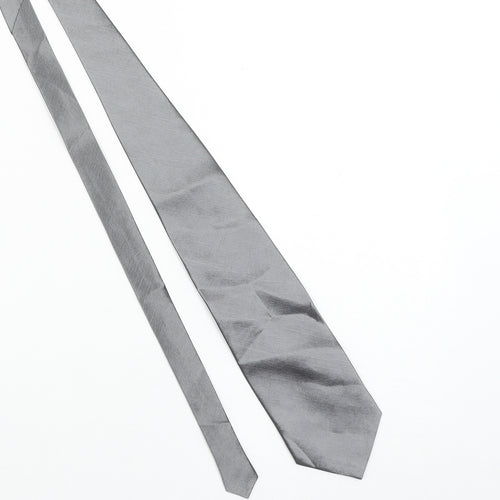 Kailong Men's Grey Handmade 100% Silk Pointed Tie