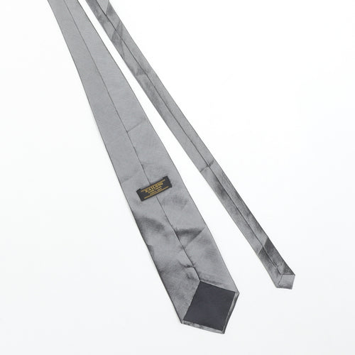Kailong Men's Grey Handmade 100% Silk Pointed Tie