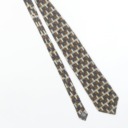 Marks and Spencer Men Brown Geometric Silk Designer Tie One Size
