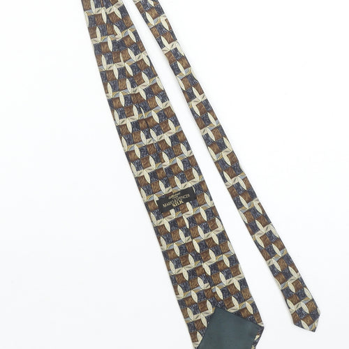 Marks and Spencer Men Brown Geometric Silk Designer Tie One Size
