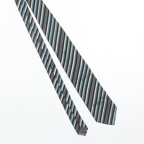 Bäumler Men's Black Striped 100% Silk Slim Tie One Size