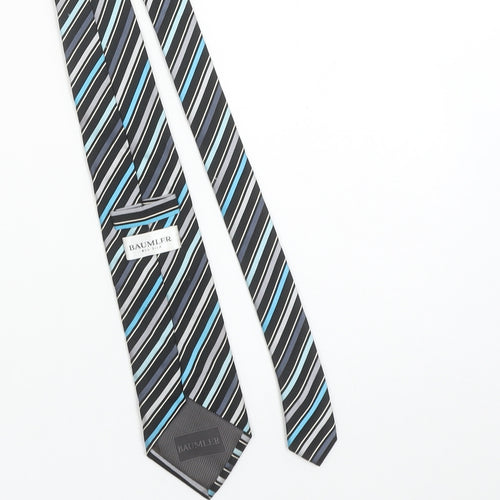 Bäumler Men's Black Striped 100% Silk Slim Tie One Size