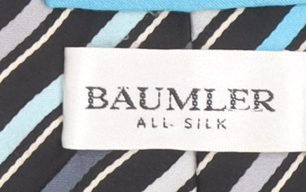 Bäumler Men's Black Striped 100% Silk Slim Tie One Size