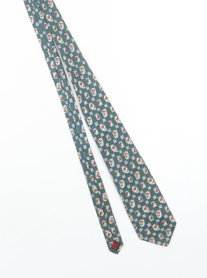 Burton Menswear Green Floral Pure Silk Tie for Men One Size