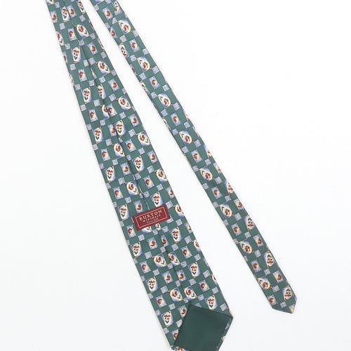 Burton Menswear Green Floral Pure Silk Tie for Men One Size