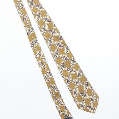 Mario Valentino Men's Beige Geometric Silk Tie 176cm Made in Italy