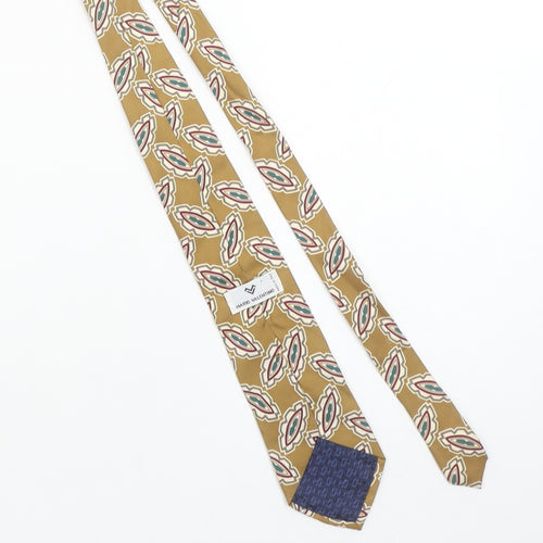 Mario Valentino Men's Beige Geometric Silk Tie 176cm Made in Italy
