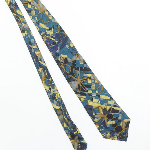 Pierre Cardin Men's Blue Floral Silk Tie Made in UK - Designer Accessory