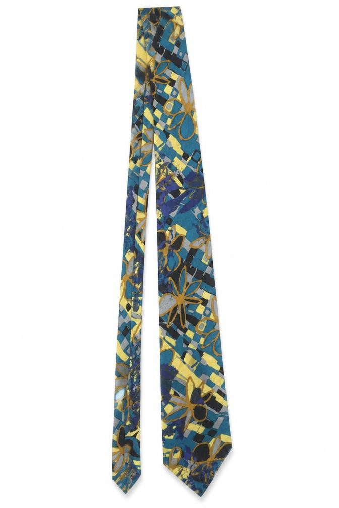 Pierre Cardin Men's Blue Floral Silk Tie Made in UK - Designer Accessory