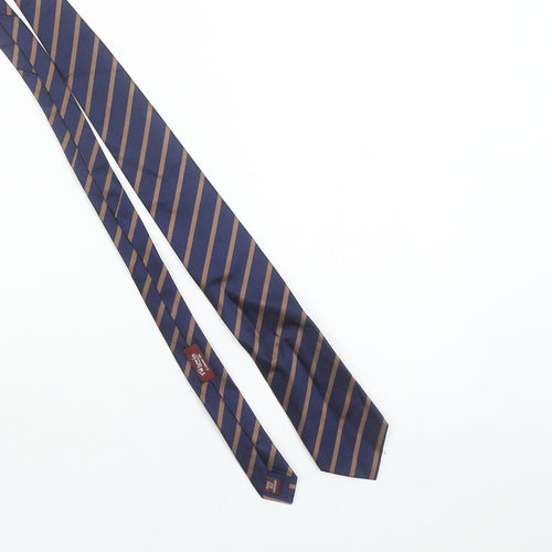 TM Lewin Men’s Blue Striped Pure Silk Handmade Tie 176cm