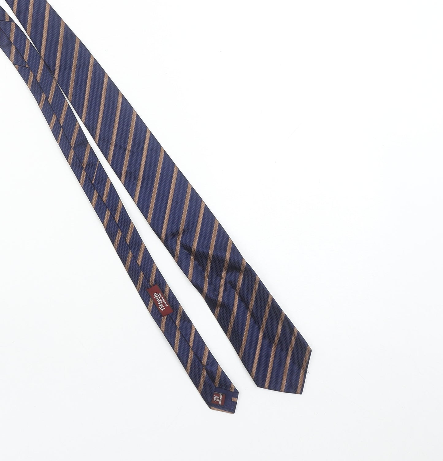 TM Lewin Men’s Blue Striped Pure Silk Handmade Tie 176cm