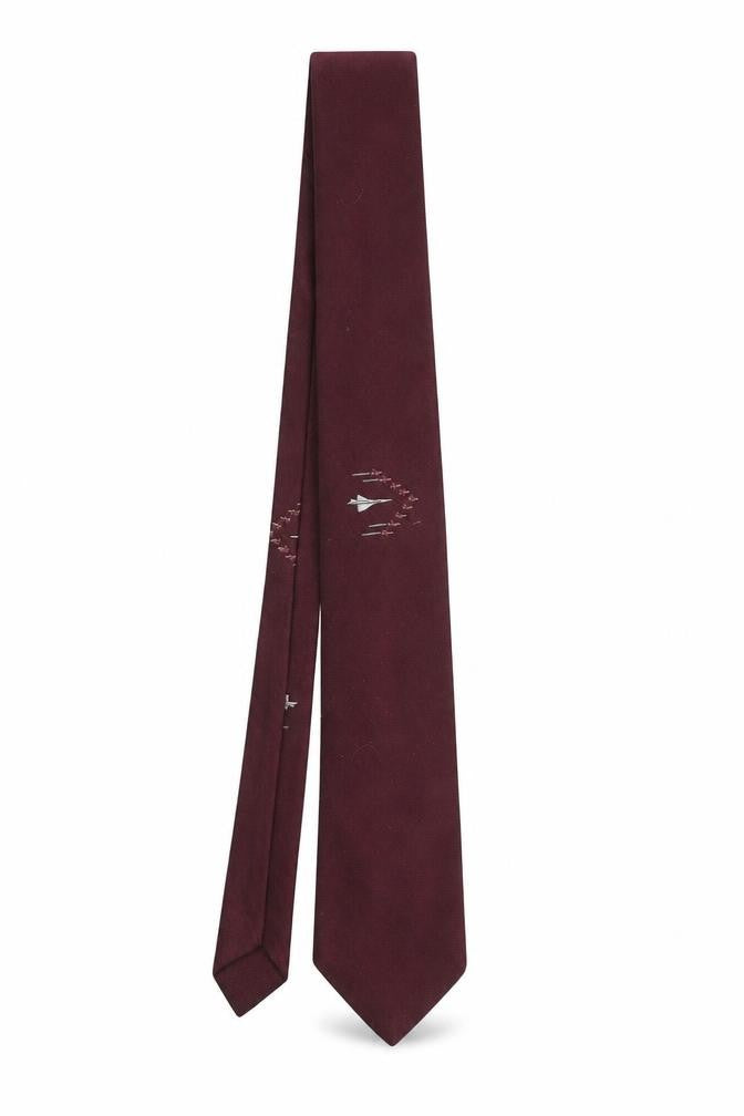 Front view of Alan Bright Men’s Burgundy Polyester Tie with Jet Pattern – One Size