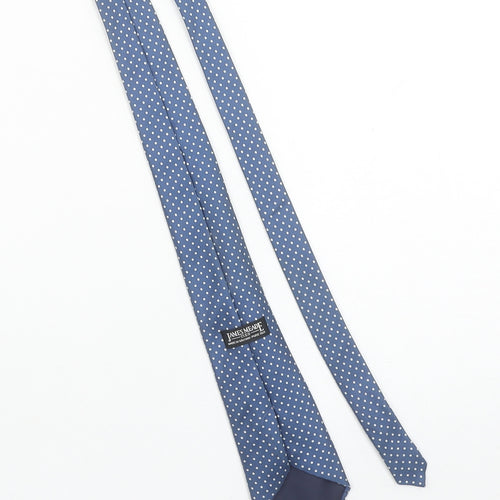 James Meade Men's Blue Polka Dot Pure Silk Slim Tie