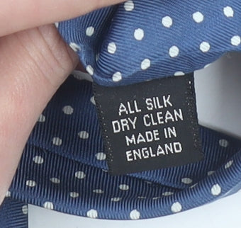 James Meade Men's Blue Polka Dot Pure Silk Slim Tie