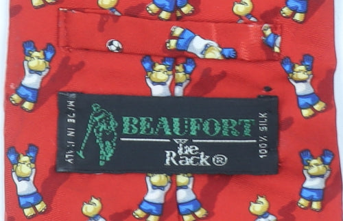 Beaufort Men’s Red Cartoon Football Silk Tie Made in Italy