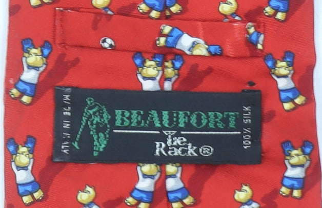 Beaufort Men’s Red Cartoon Football Silk Tie Made in Italy