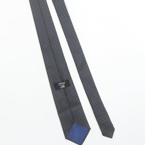 Marks and Spencer St Michael Men's Navy Gold Polka Dot Silk Tie