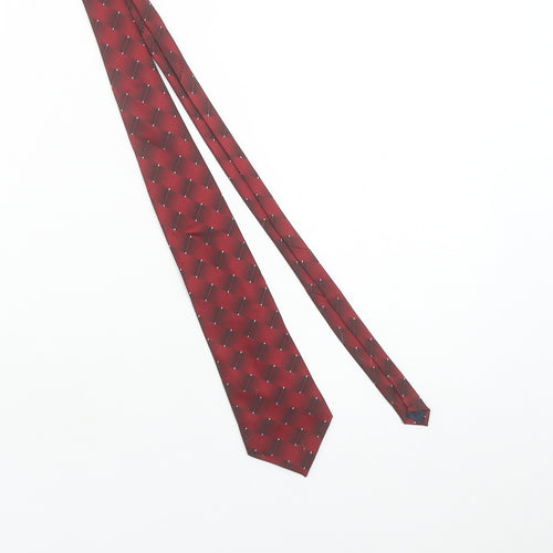 Kailong Men’s Red Geometric Handmade Silk Tie One Size