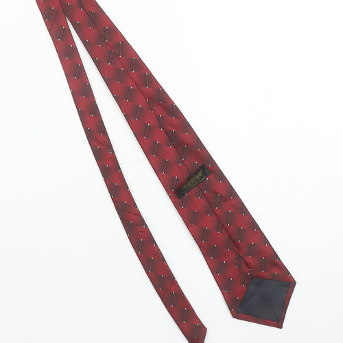 Kailong Men’s Red Geometric Handmade Silk Tie One Size