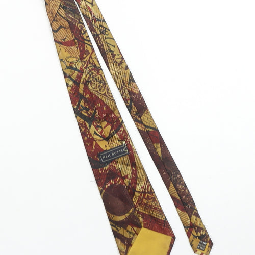 Neil Bottle Men's Bronze Abstract Silk Slim Tie One Size