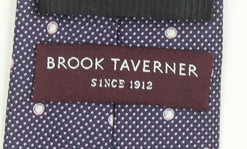 Brook Taverner Men's Blue Silk Polka Dot Slim Tie
