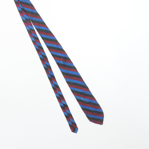 Thai Silk Men’s Blue & Burgundy Striped Hand Woven Pure Silk Tie