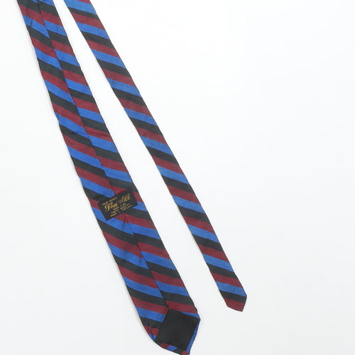 Thai Silk Men’s Blue & Burgundy Striped Hand Woven Pure Silk Tie