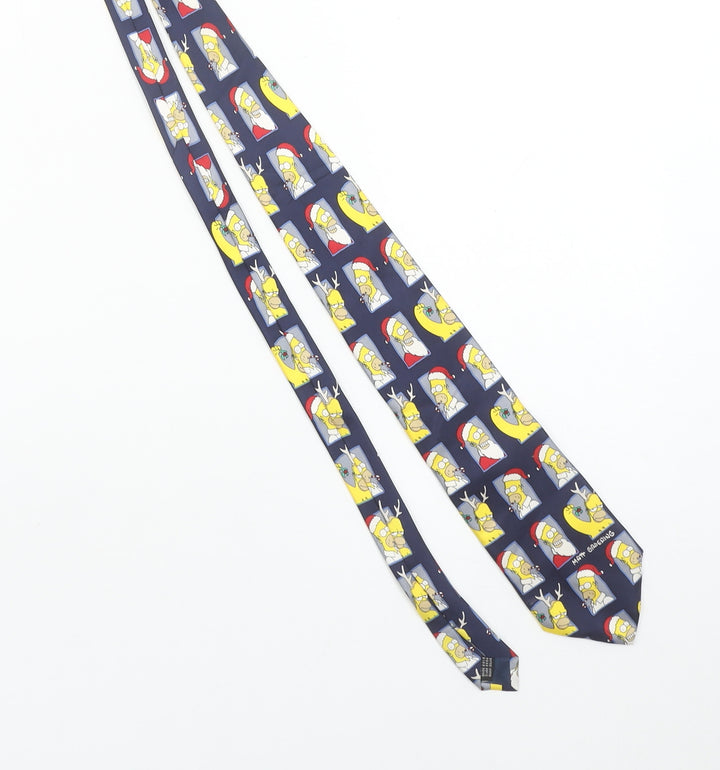 The Simpsons Men's Blue Christmas Tie 100% Silk Cartoon Design