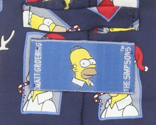 The Simpsons Men's Blue Christmas Tie 100% Silk Cartoon Design