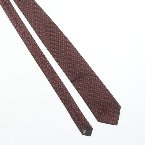 Tom Harrison Men's Brown Geometric 100% Silk Handmade Designer Tie