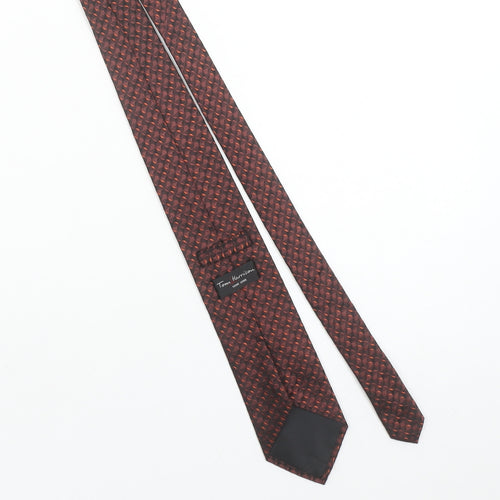 Tom Harrison Men's Brown Geometric 100% Silk Handmade Designer Tie