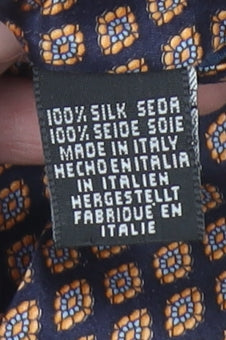 Beaufort by Le Rack Men's Blue Silk Geometric Pattern Tie Made in Italy