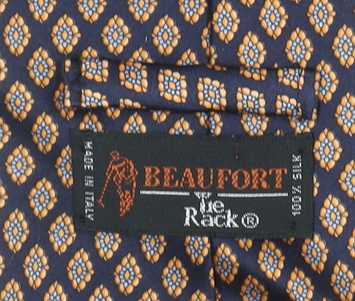 Beaufort by Le Rack Men's Blue Silk Geometric Pattern Tie Made in Italy