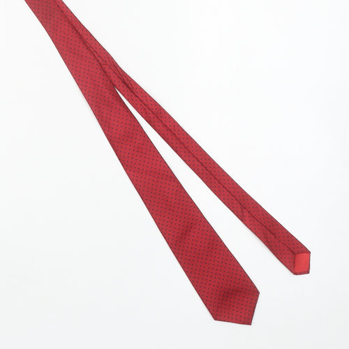 James Meade Men's Red Polka Dot Pure Silk Tie Made in Britain